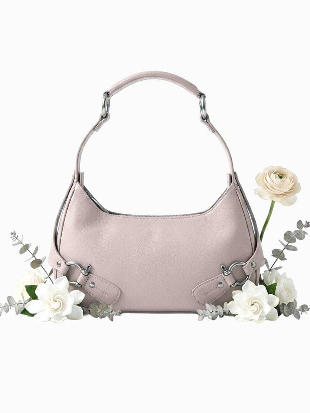Vtg Burberry Pink Leather Baguette Shoulder Bag Y2K Italian Luxury Hobo Purse